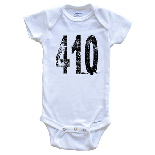 410 Baltimore Maryland Area Code Baby Onesie - One Piece Baby Bodysuit