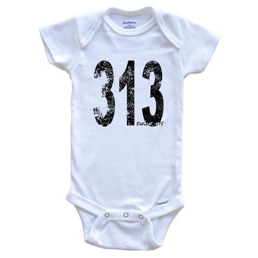 313 Detroit Michigan Area Code Baby Onesie - One Piece Baby Bodysuit