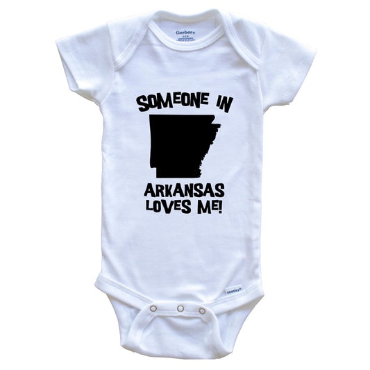 Someone In Arkansas Loves Me State Silhouette Cute Baby Onesie - One Piece Baby Bodysuit
