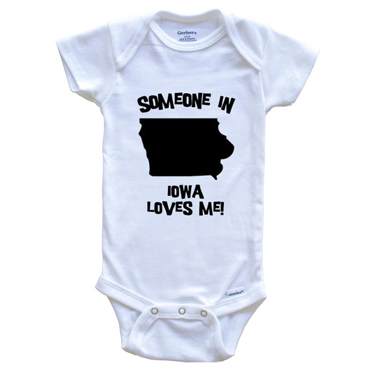 Someone In Iowa Loves Me State Silhouette Cute Baby Onesie - One Piece Baby Bodysuit