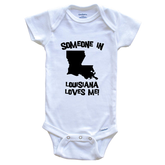 Someone In Louisiana Loves Me State Silhouette Cute Baby Onesie - One Piece Baby Bodysuit