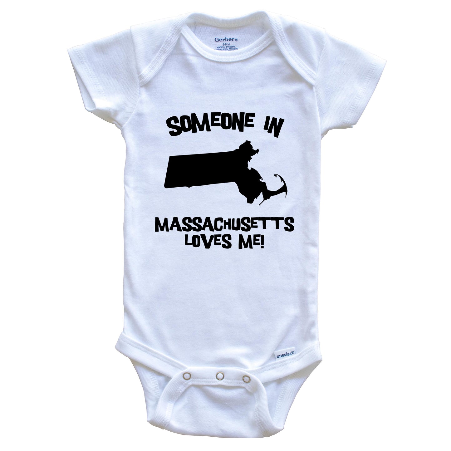 Someone In Massachusetts Loves Me State Silhouette Cute Baby Onesie - One Piece Baby Bodysuit