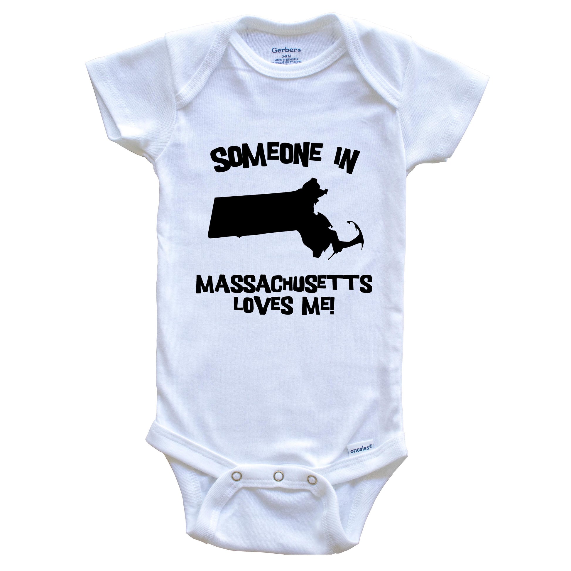 Someone In Massachusetts Loves Me State Silhouette Cute Baby Onesie - One Piece Baby Bodysuit