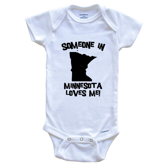Someone In Minnesota Loves Me State Silhouette Cute Baby Onesie - One Piece Baby Bodysuit