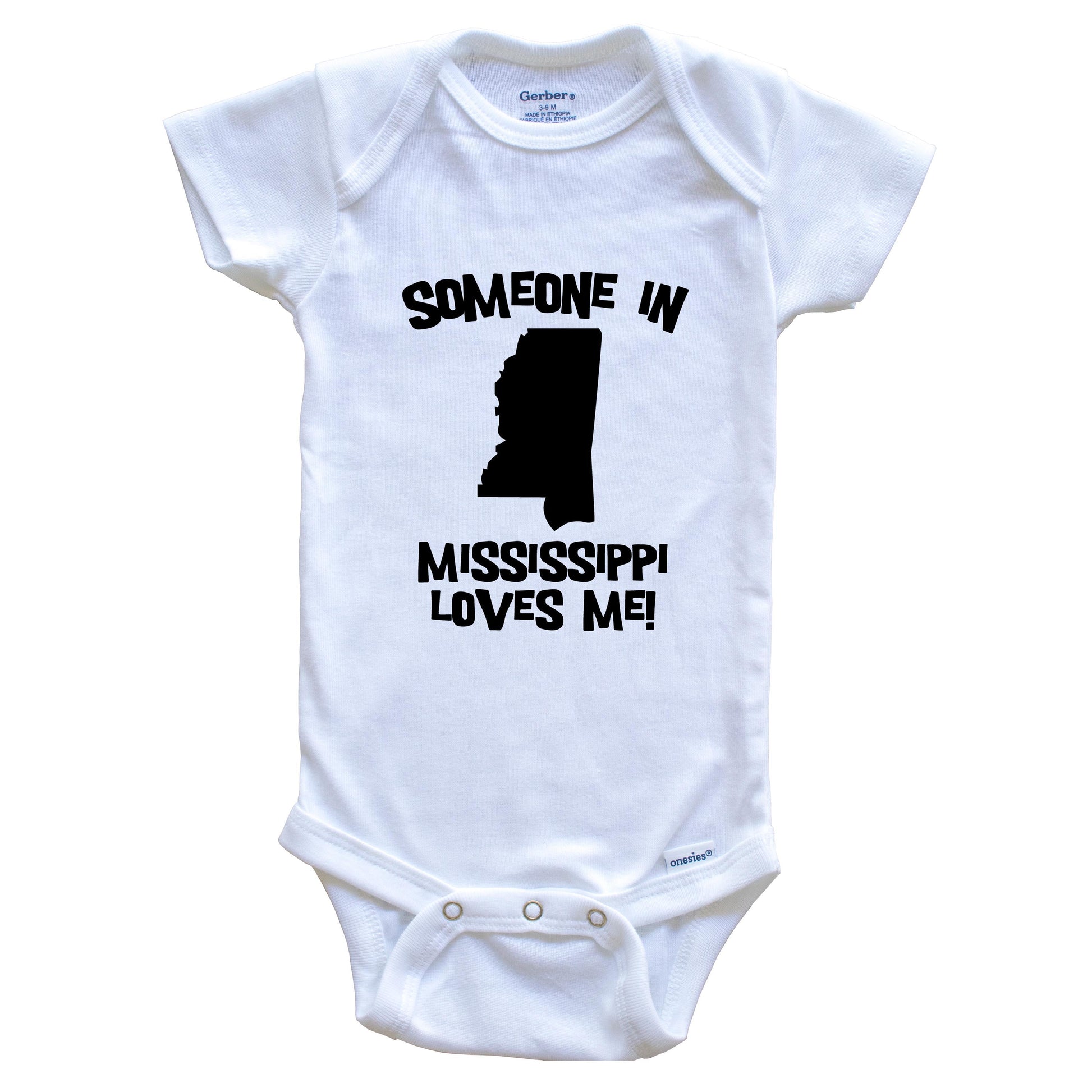 Someone In Mississippi Loves Me State Silhouette Cute Baby Onesie - One Piece Baby Bodysuit