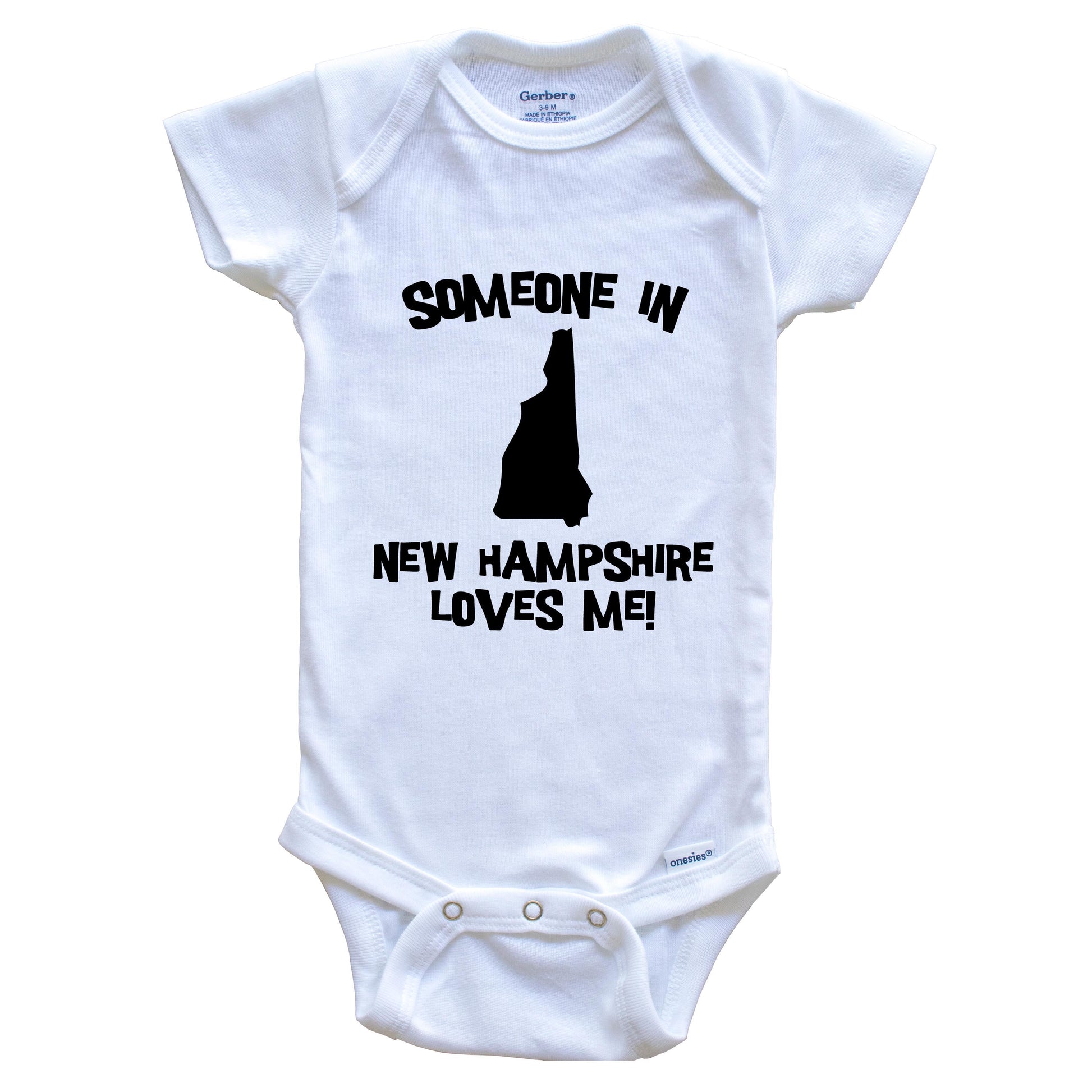 Someone In New Hampshire Loves Me State Silhouette Cute Baby Onesie - One Piece Baby Bodysuit
