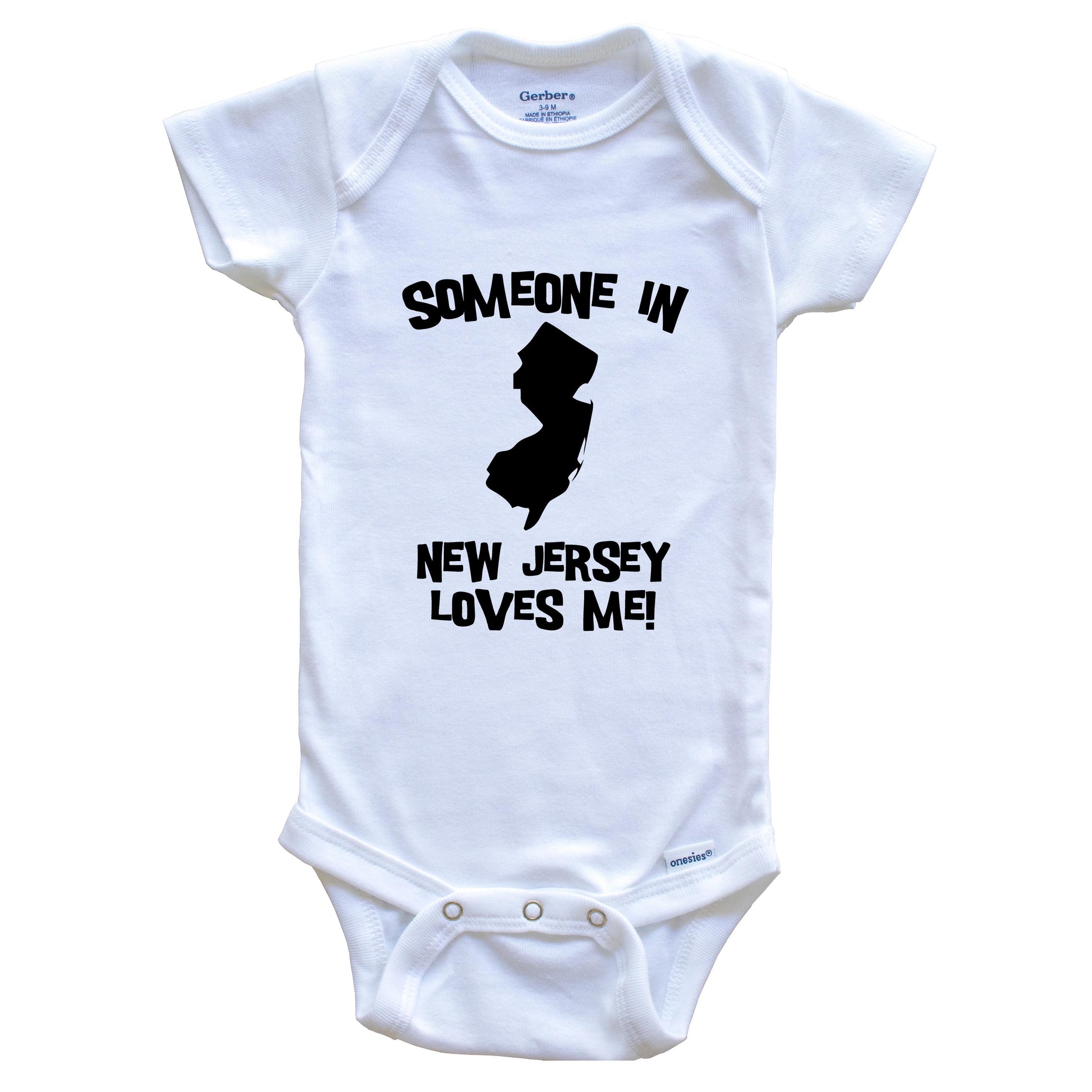 Someone In New Jersey Loves Me State Silhouette Cute Baby Onesie - One Piece Baby Bodysuit