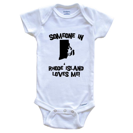 Someone In Rhode Island Loves Me State Silhouette Cute Baby Onesie - One Piece Baby Bodysuit