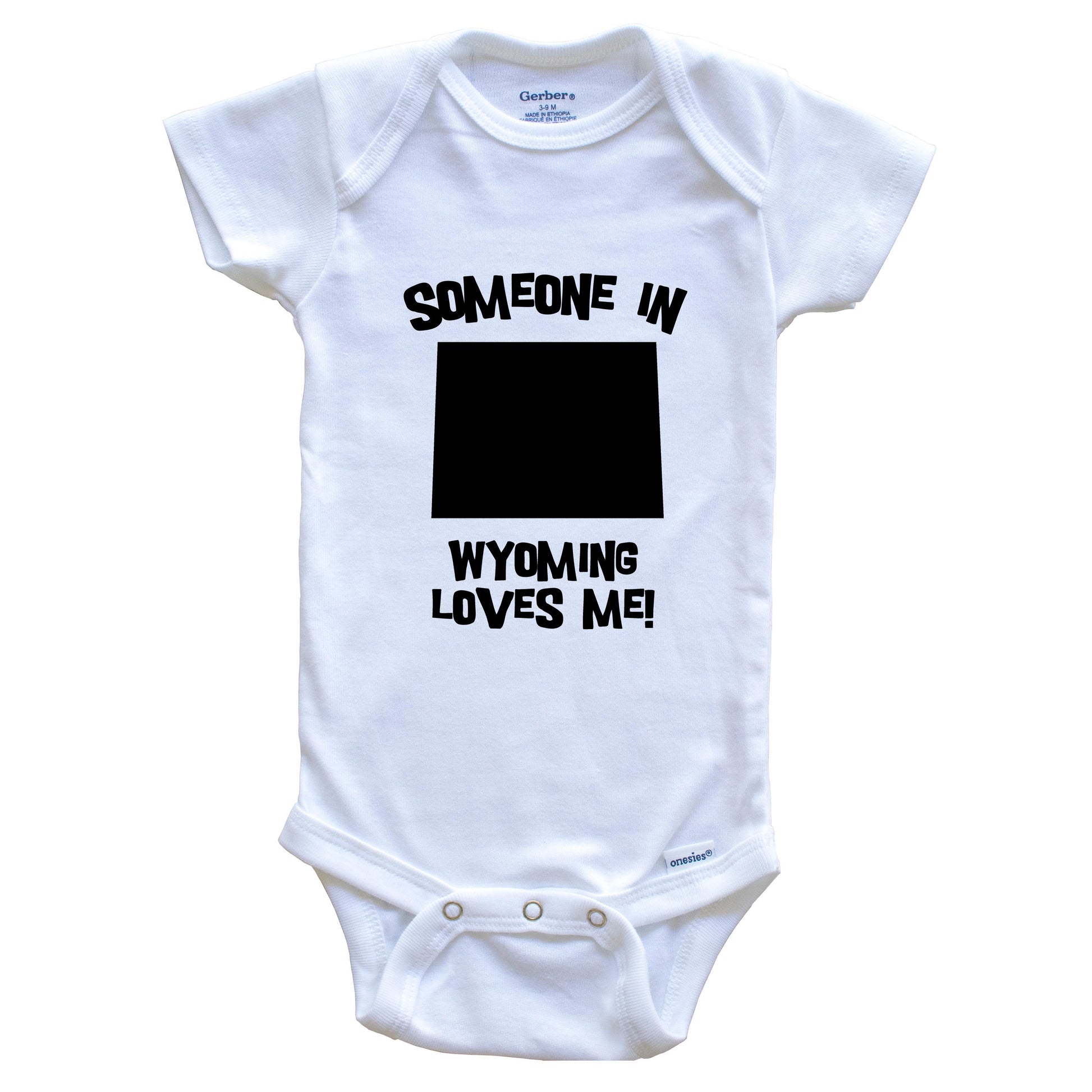 Someone In Wyoming Loves Me State Silhouette Cute Baby Onesie - One Piece Baby Bodysuit