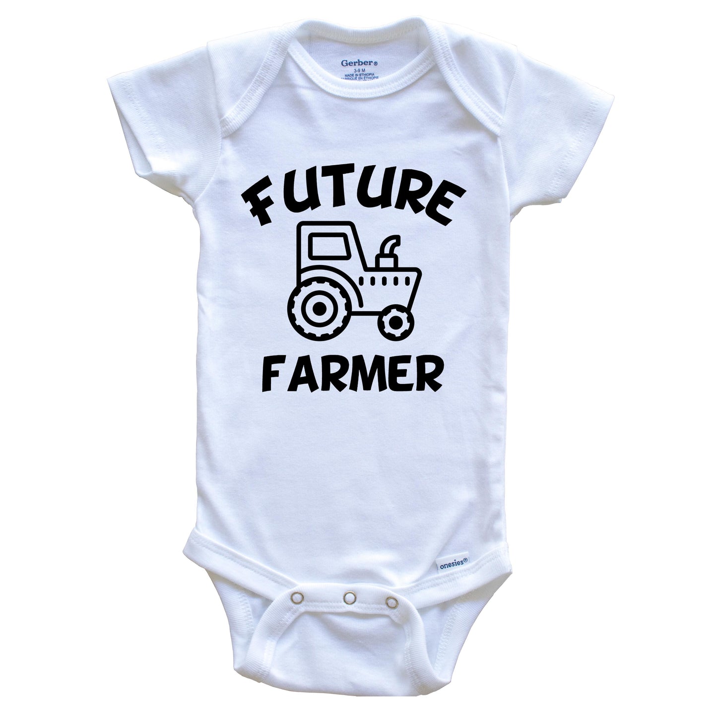 Future Farmer Cute Tractor Baby Onesie - One Piece Baby Bodysuit