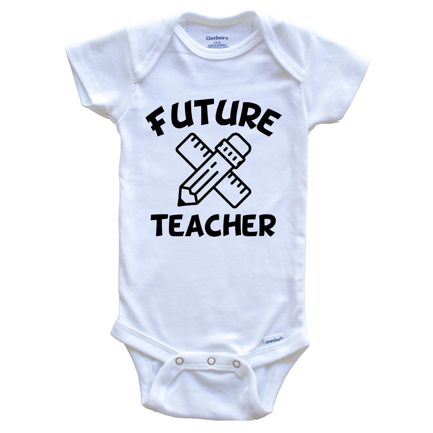 Future Teacher Cute Ruler Pencil Baby Onesie - One Piece Baby Bodysuit