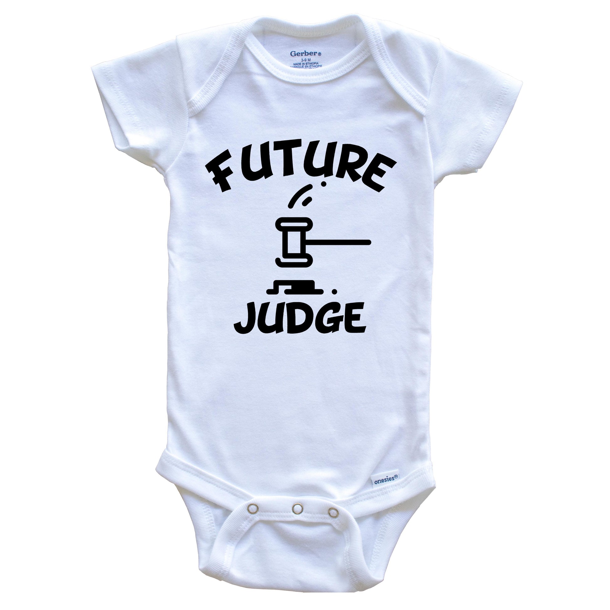 Future Judge Cute Gavel Baby Onesie - One Piece Baby Bodysuit