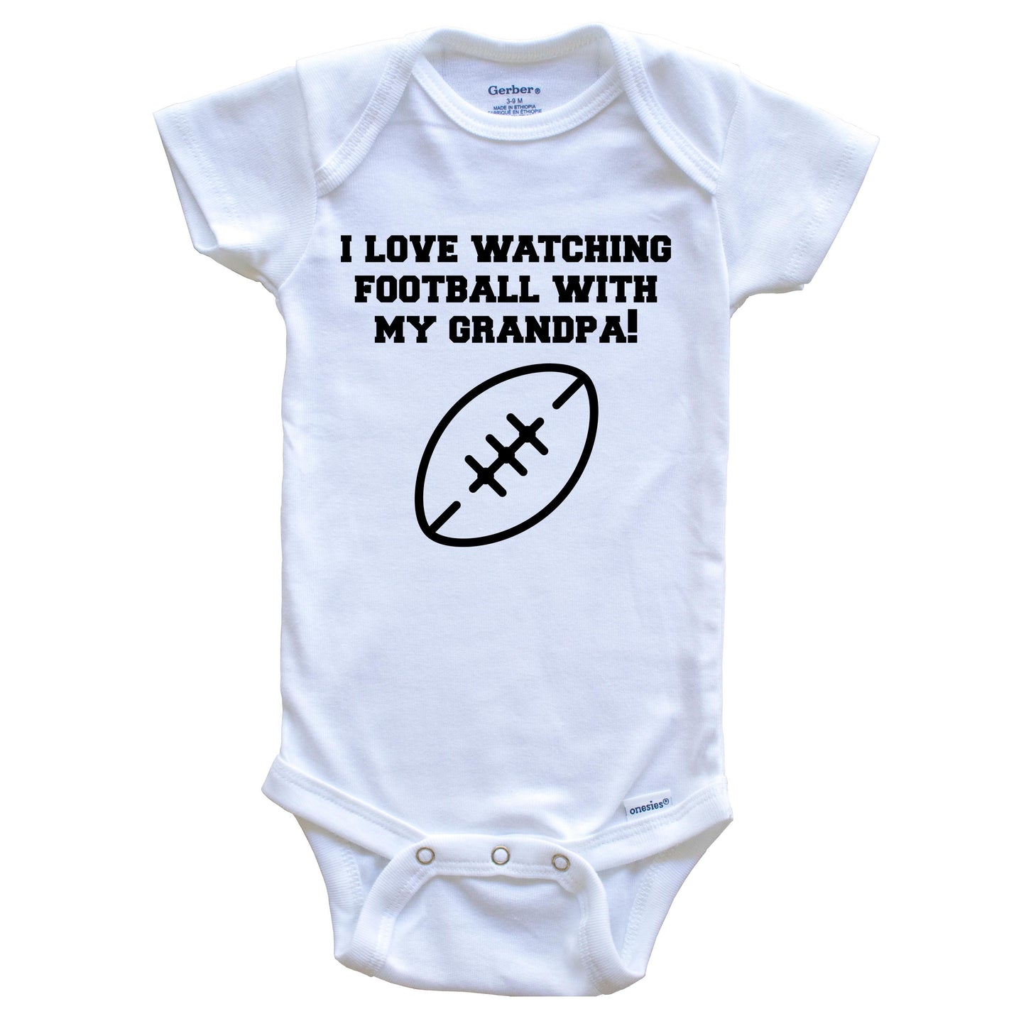 I Love Watching Football With My Grandpa Baby Onesie - One Piece Baby Bodysuit