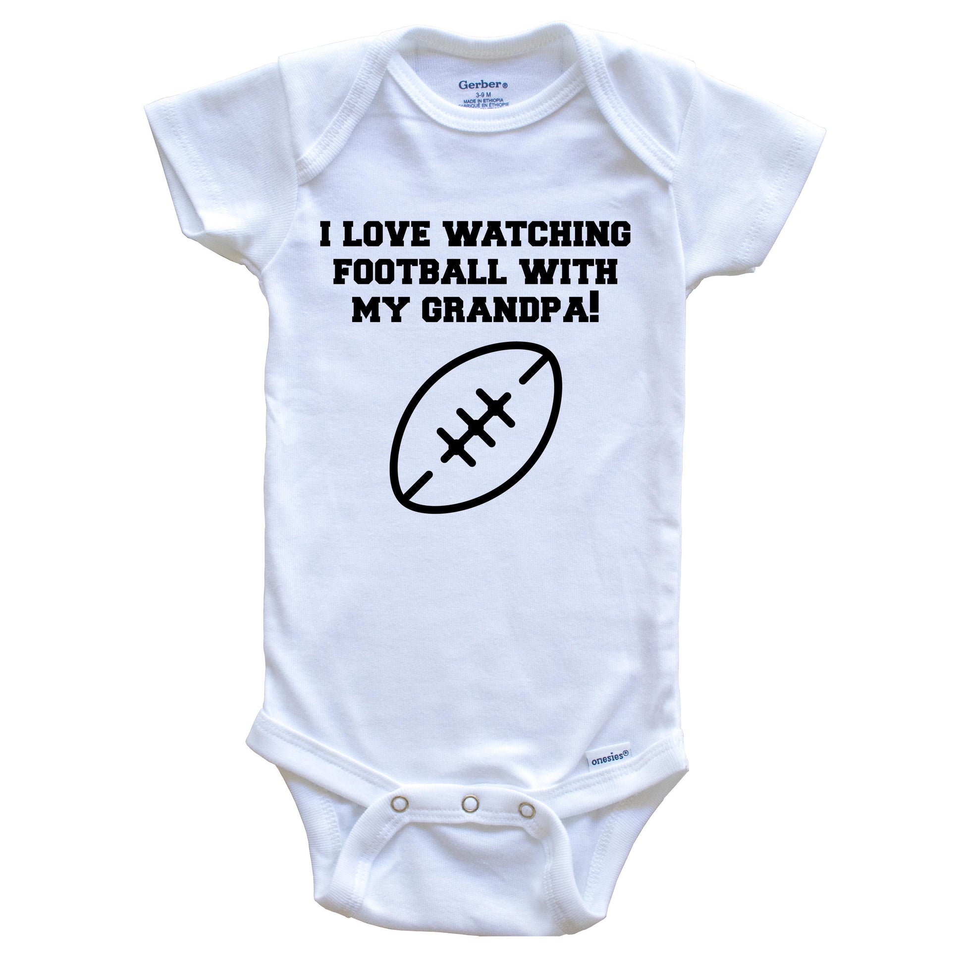 I Love Watching Football With My Grandpa Baby Onesie - One Piece Baby Bodysuit