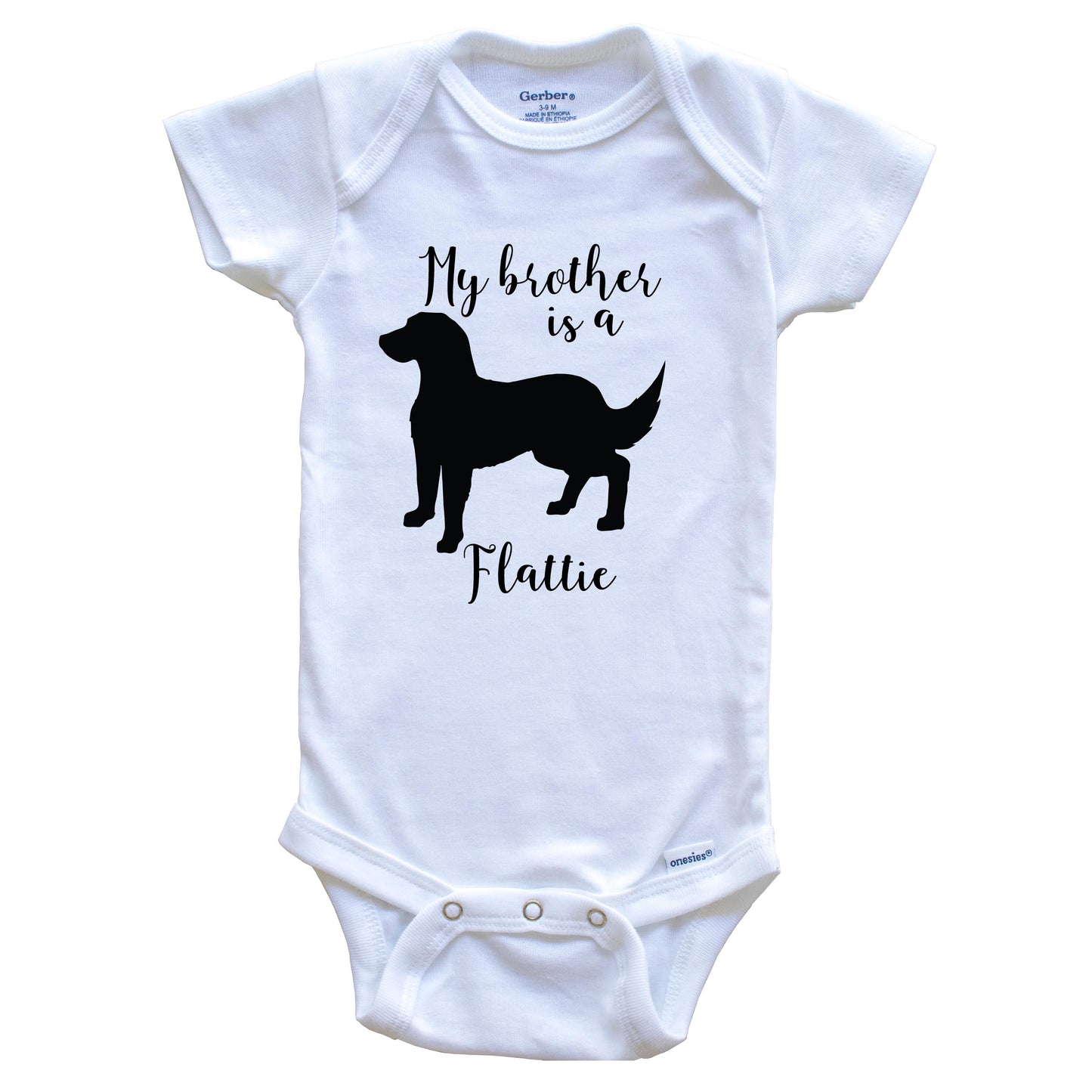 My Brother Is A Flattie Cute Dog Baby Onesie - Flat-Coated Retriever One Piece Baby Bodysuit