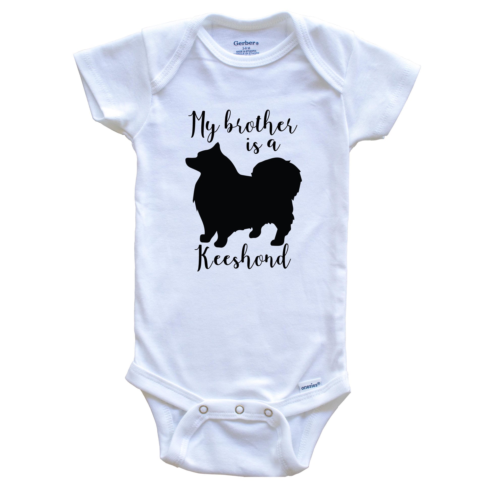 My Brother Is A Keeshond Cute Dog Baby Onesie - Keeshond One Piece Baby Bodysuit