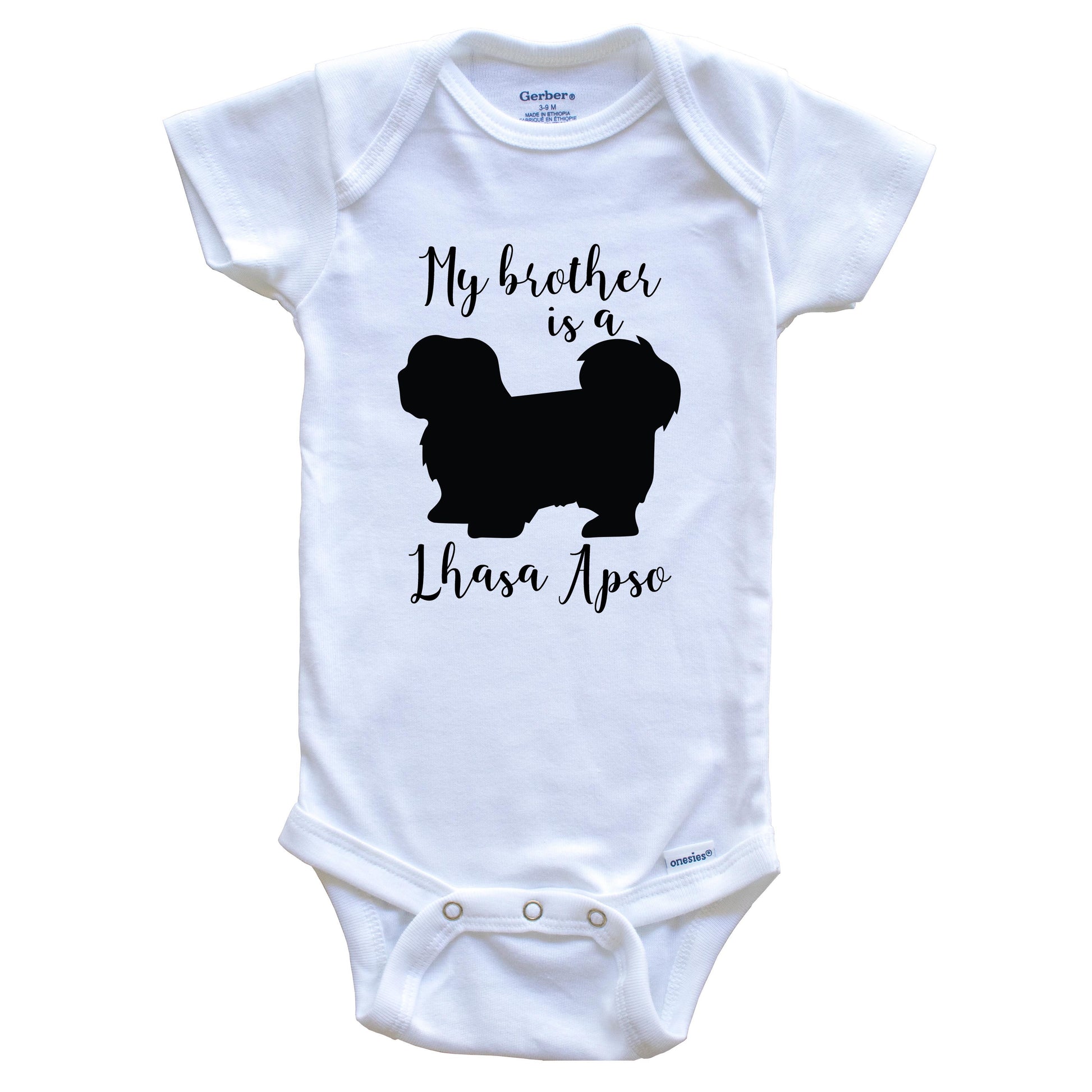 My Brother Is A Lhasa Apso Cute Dog Baby Onesie - Lhasa Apso One Piece Baby Bodysuit