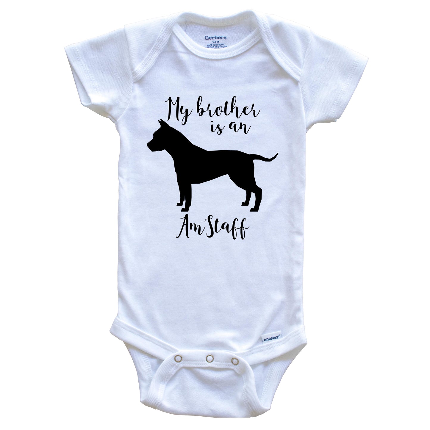 My Brother Is An Amstaff Cute Dog Baby Onesie - Amstaff One Piece Baby Bodysuit