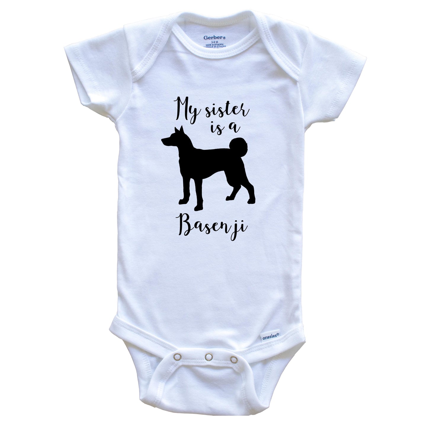 My Sister Is A Basenji Cute Dog Baby Onesie - Congo Dog One Piece Baby Bodysuit