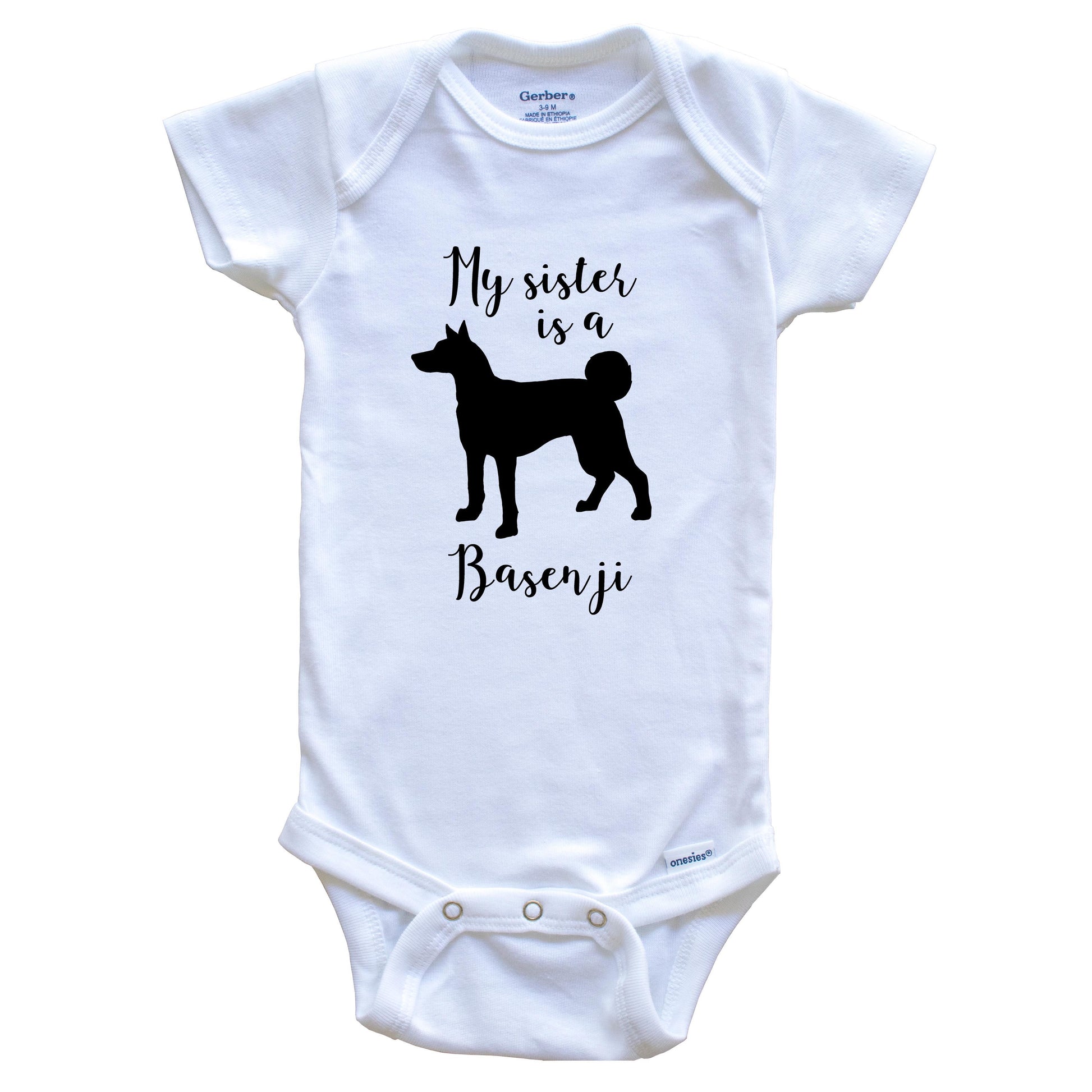 My Sister Is A Basenji Cute Dog Baby Onesie - Congo Dog One Piece Baby Bodysuit