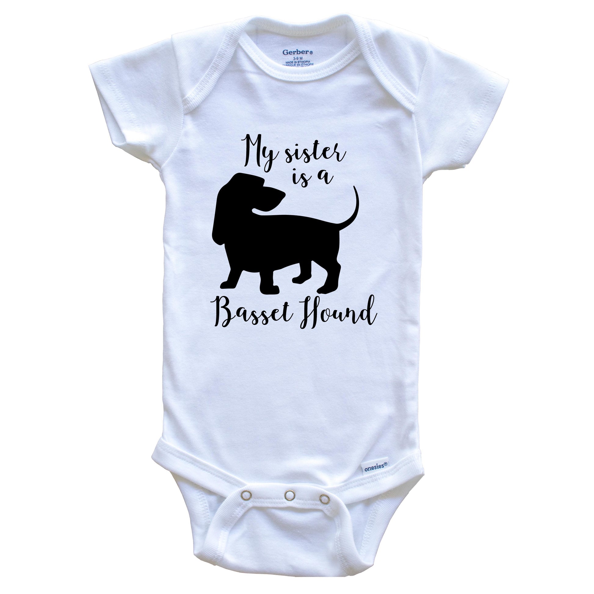 My Sister Is A Basset Hound Cute Dog Baby Onesie - Basset Hound One Piece Baby Bodysuit