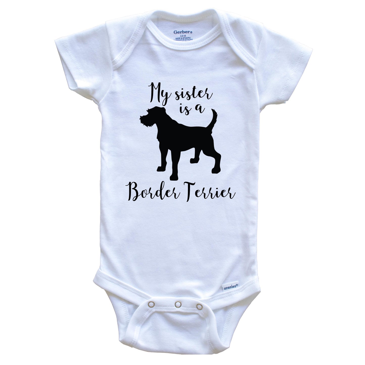 My Sister Is A Border Terrier Cute Dog Baby Onesie - Border Terrier One Piece Baby Bodysuit