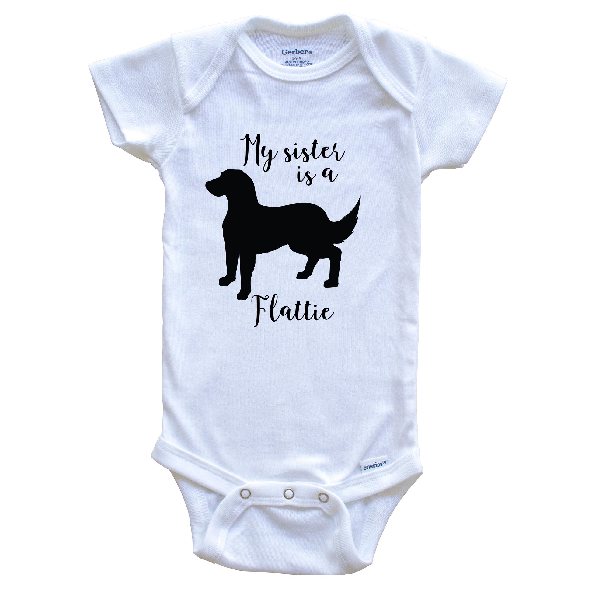 My Sister Is A Flattie Cute Dog Baby Onesie - Flat-Coated Retriever One Piece Baby Bodysuit
