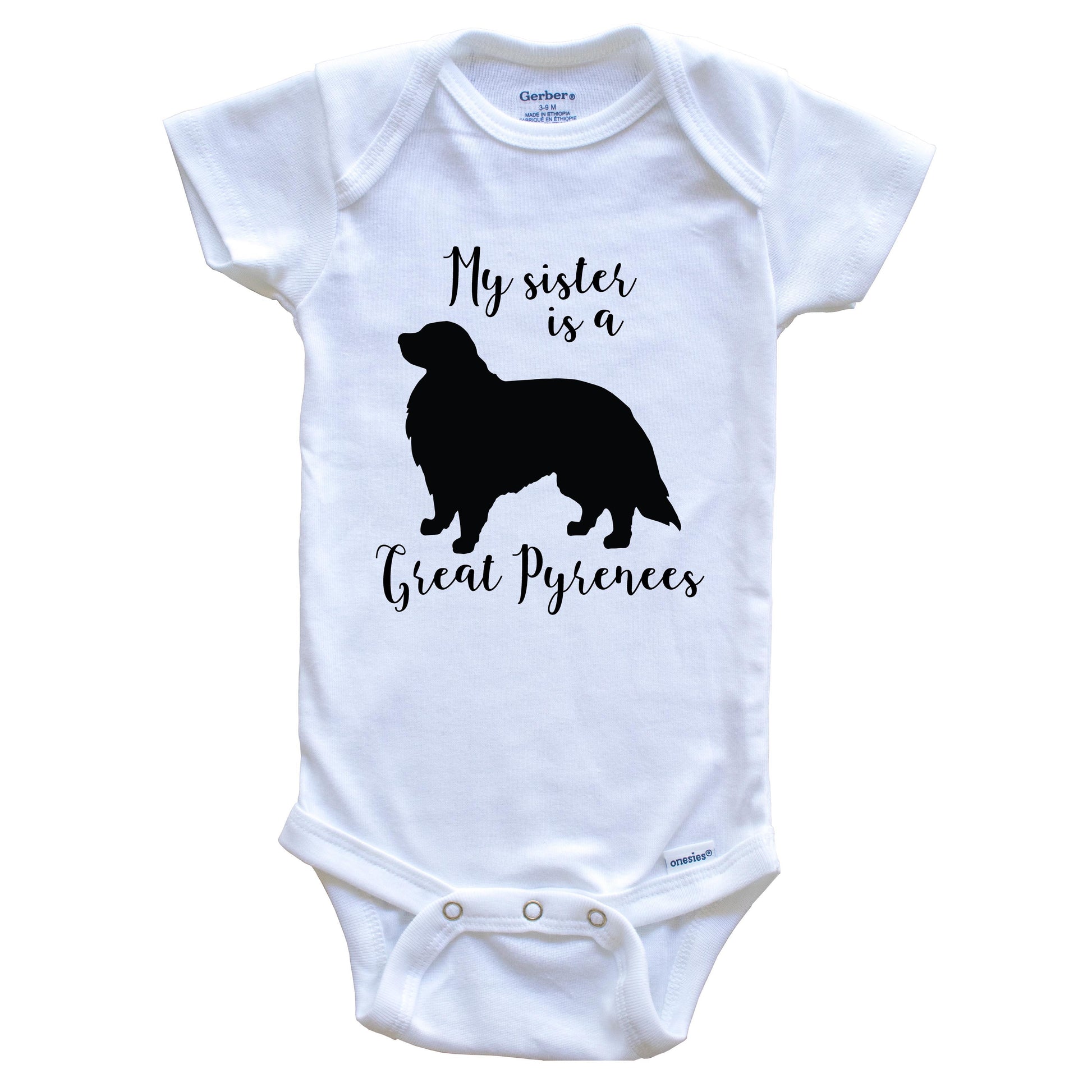 My Sister Is A Great Pyrenees Cute Dog Baby Onesie - Great Pyrenees One Piece Baby Bodysuit