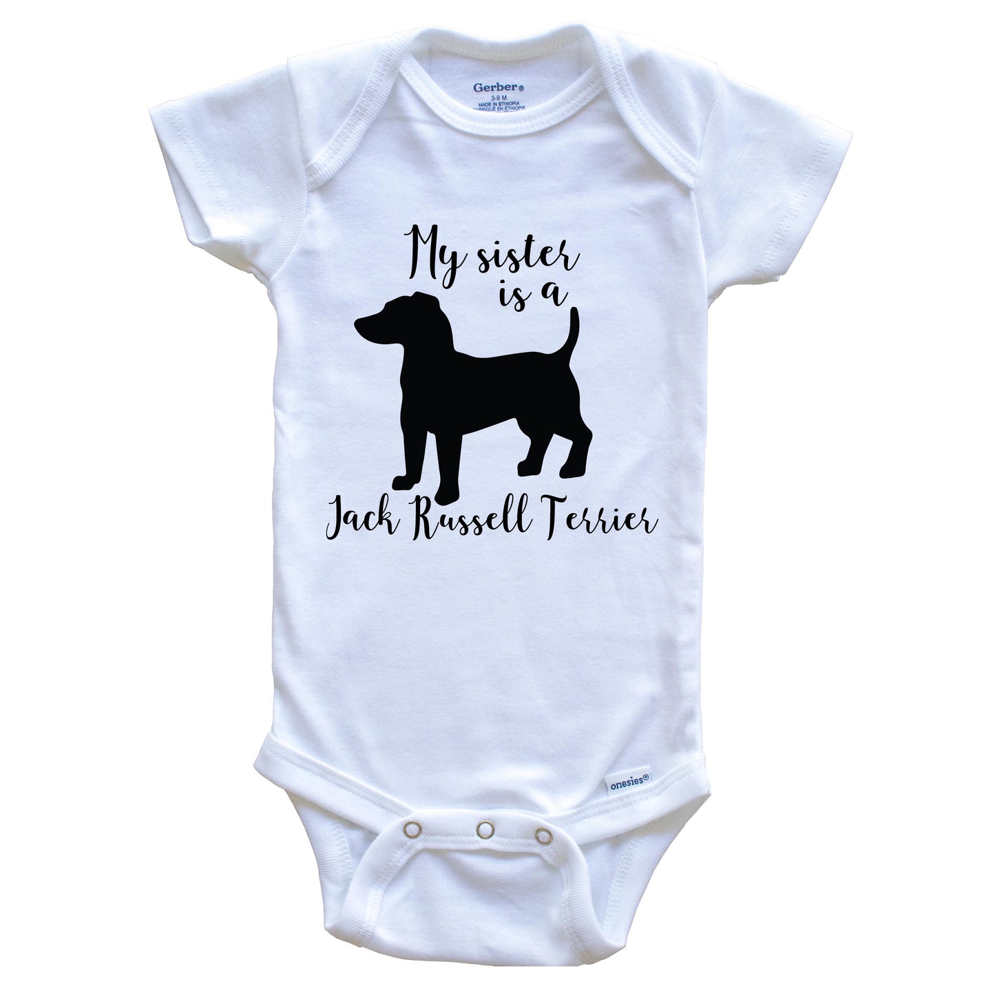 My Sister Is A Jack Russell Terrier Cute Dog Baby Onesie - Jack Russell Terrier One Piece Baby Bodysuit