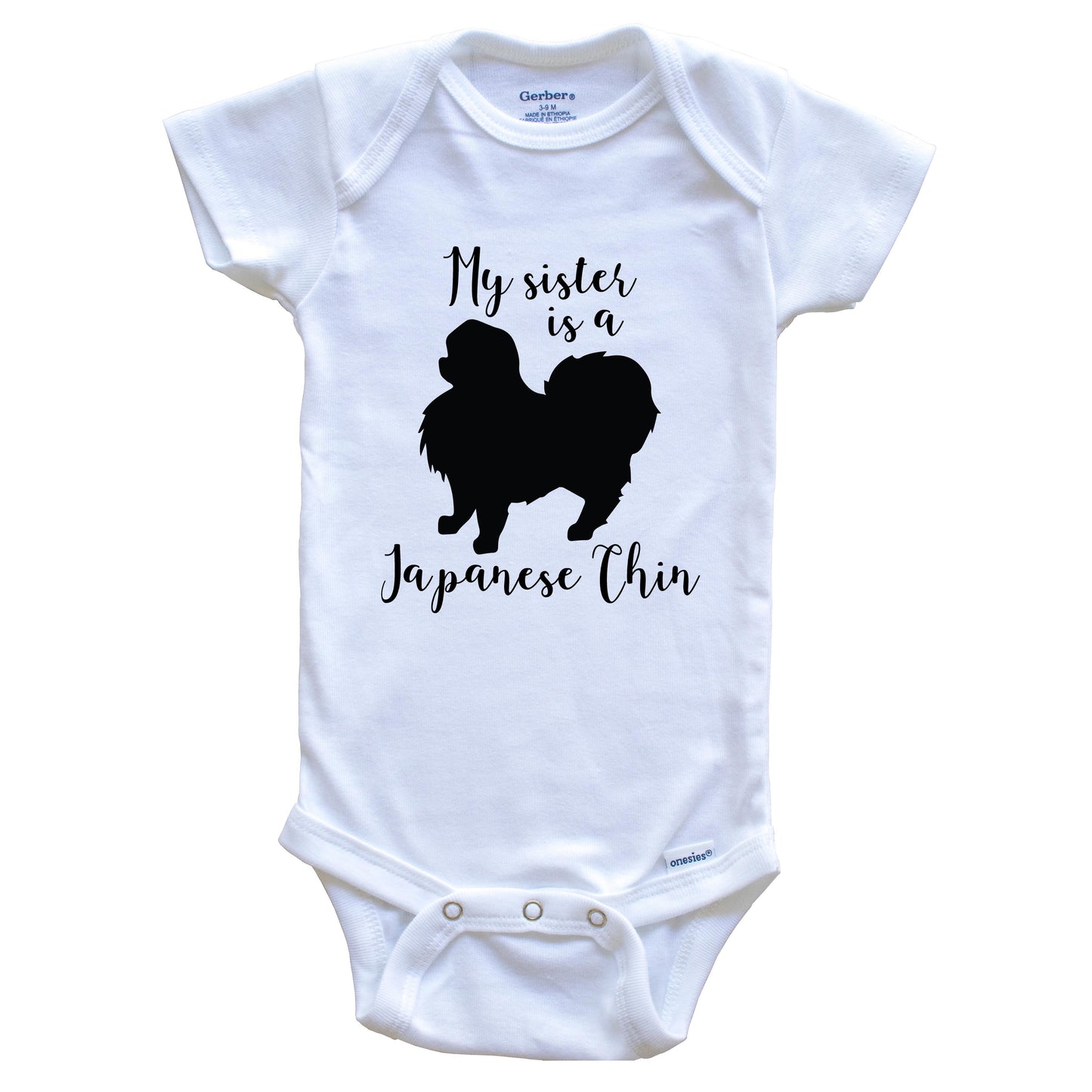 My Sister Is A Japanese Chin Cute Dog Baby Onesie - Japanese Chin One Piece Baby Bodysuit