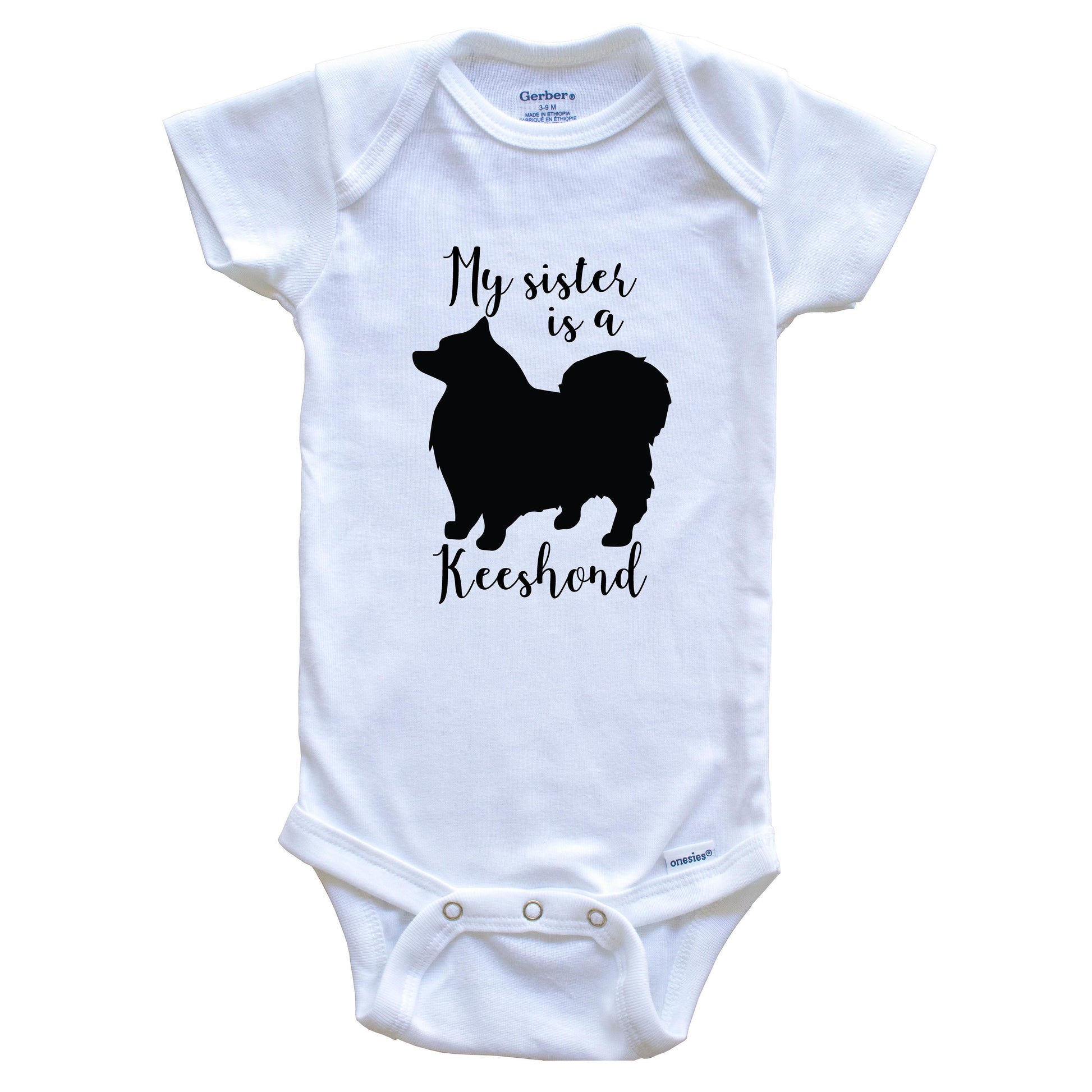 My Sister Is A Keeshond Cute Dog Baby Onesie - Keeshond One Piece Baby Bodysuit
