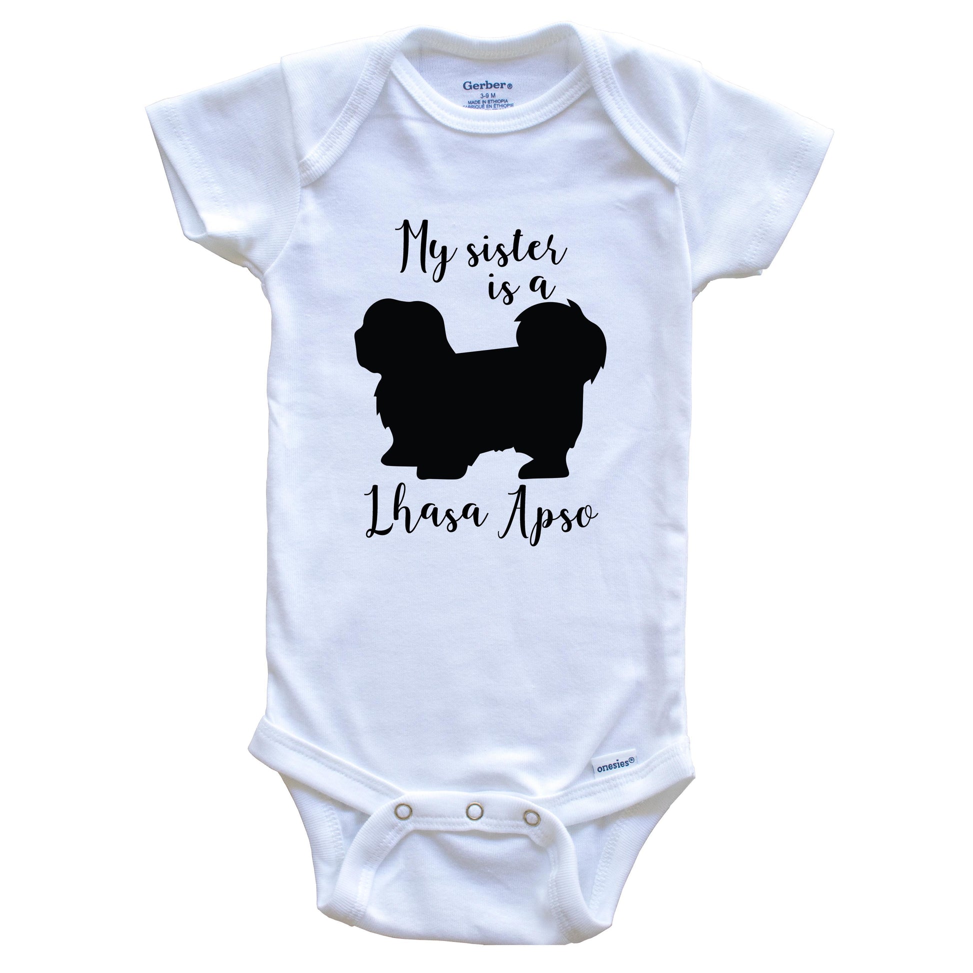 My Sister Is A Lhasa Apso Cute Dog Baby Onesie - Lhasa Apso One Piece Baby Bodysuit
