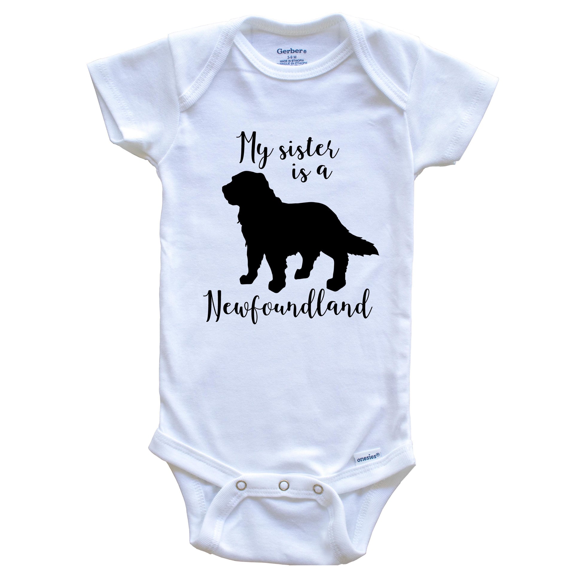 My Sister Is A Newfoundland Cute Dog Baby Onesie - Newfoundland One Piece Baby Bodysuit