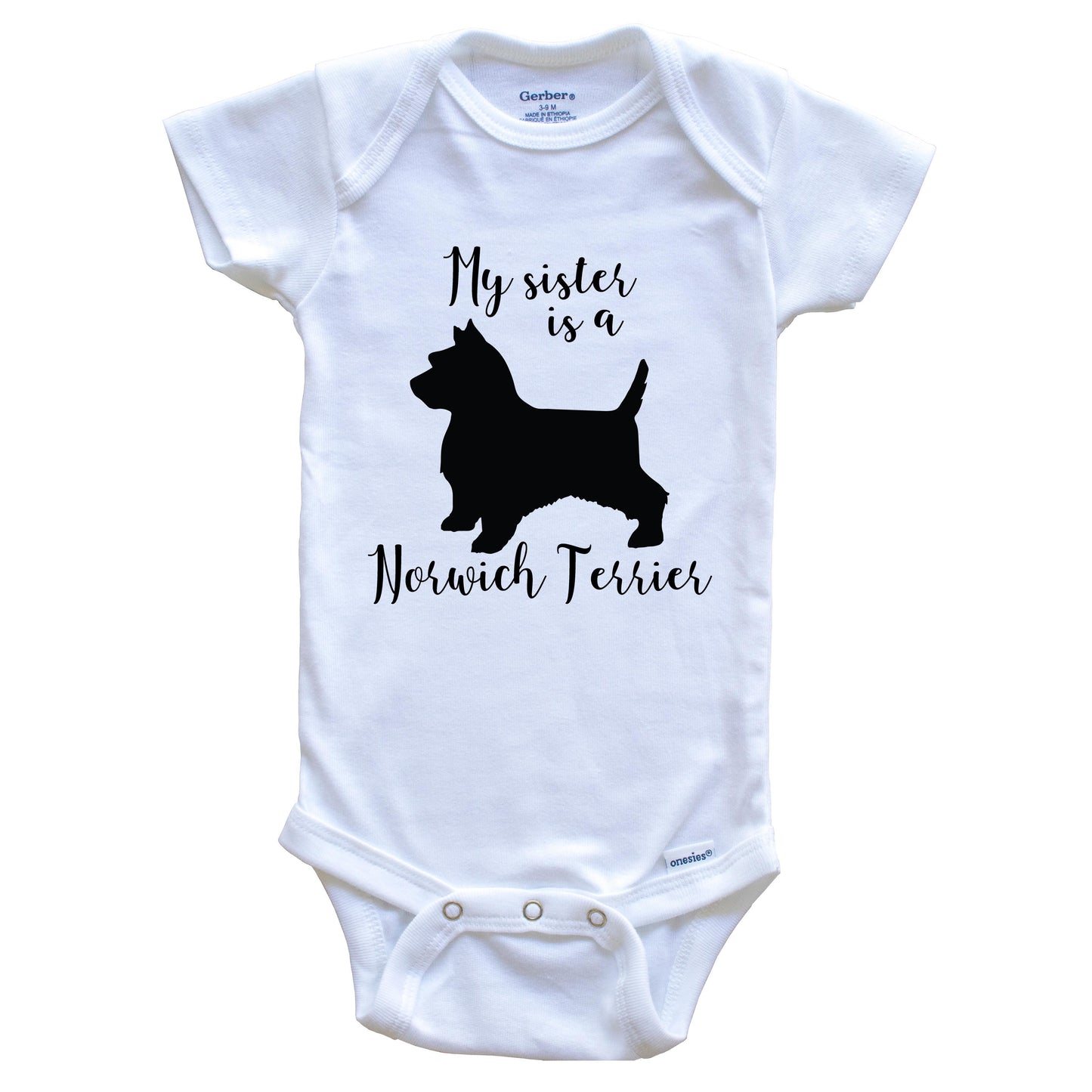 My Sister Is A Norwich Terrier Cute Dog Baby Onesie - Norwich Terrier One Piece Baby Bodysuit