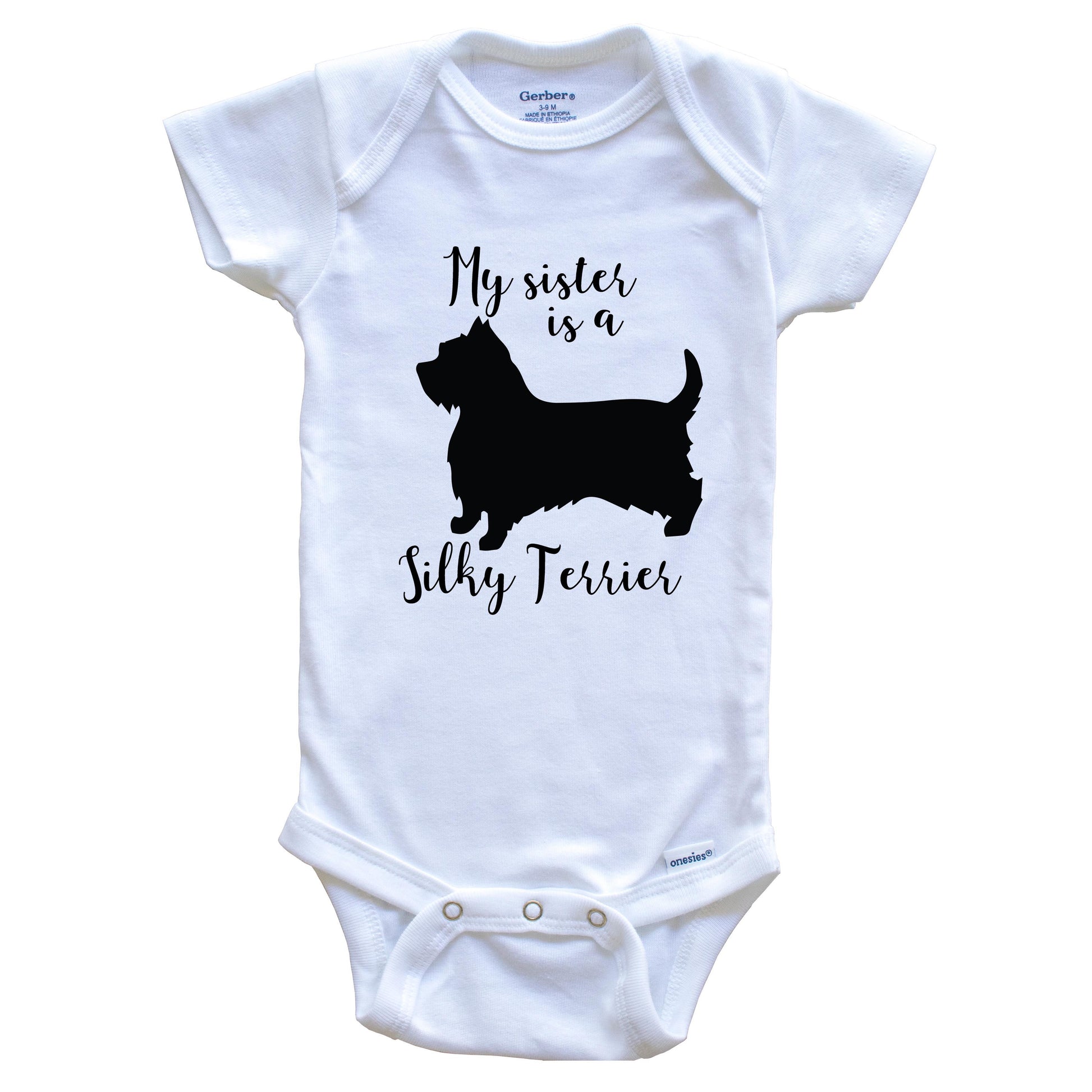 My Sister Is A Silky Terrier Cute Dog Baby Onesie - Silky Terrier One Piece Baby Bodysuit