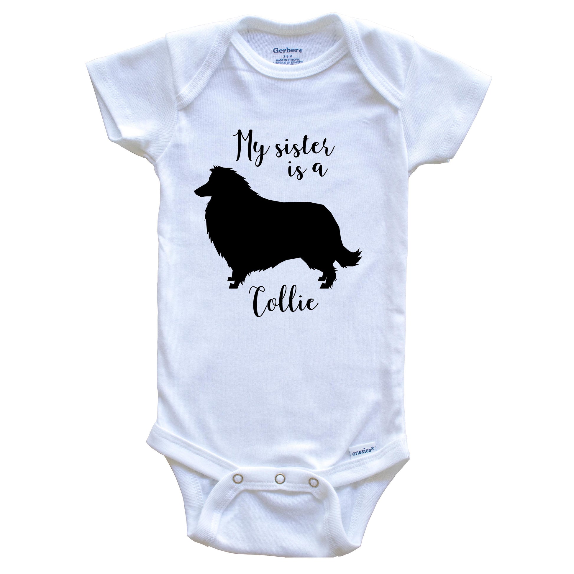 My Sister Is A Collie Cute Dog Baby Onesie - Collie One Piece Baby Bodysuit