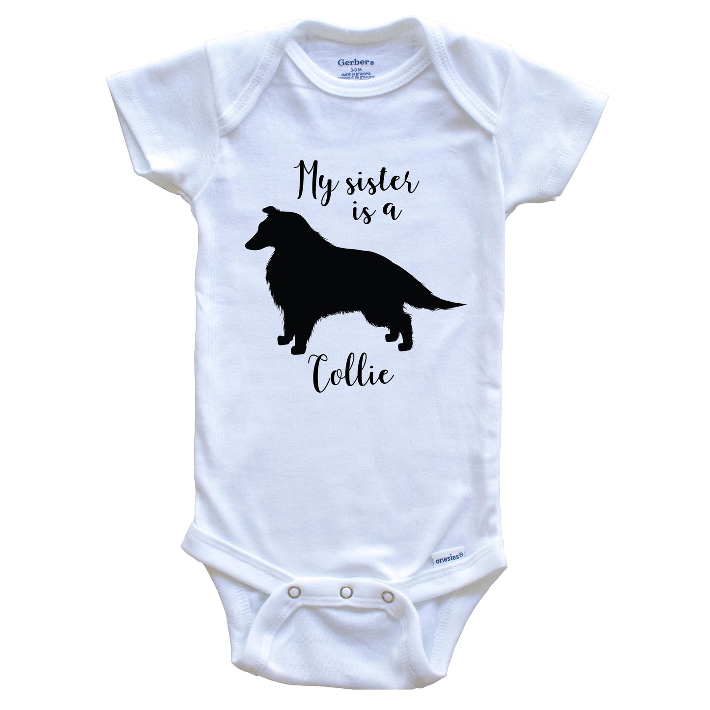 My Sister Is A Collie cute Dog Baby Onesie - Collie One Piece Baby Bodysuit