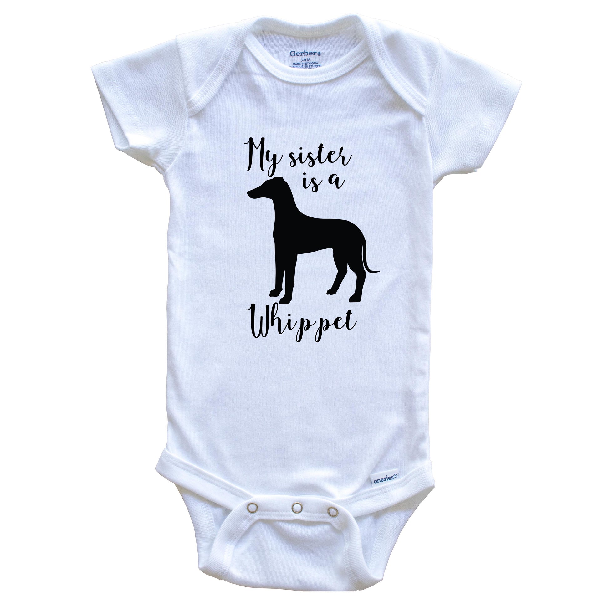 My Sister Is A Whippet cute Dog Baby Onesie - Whippet One Piece Baby Bodysuit