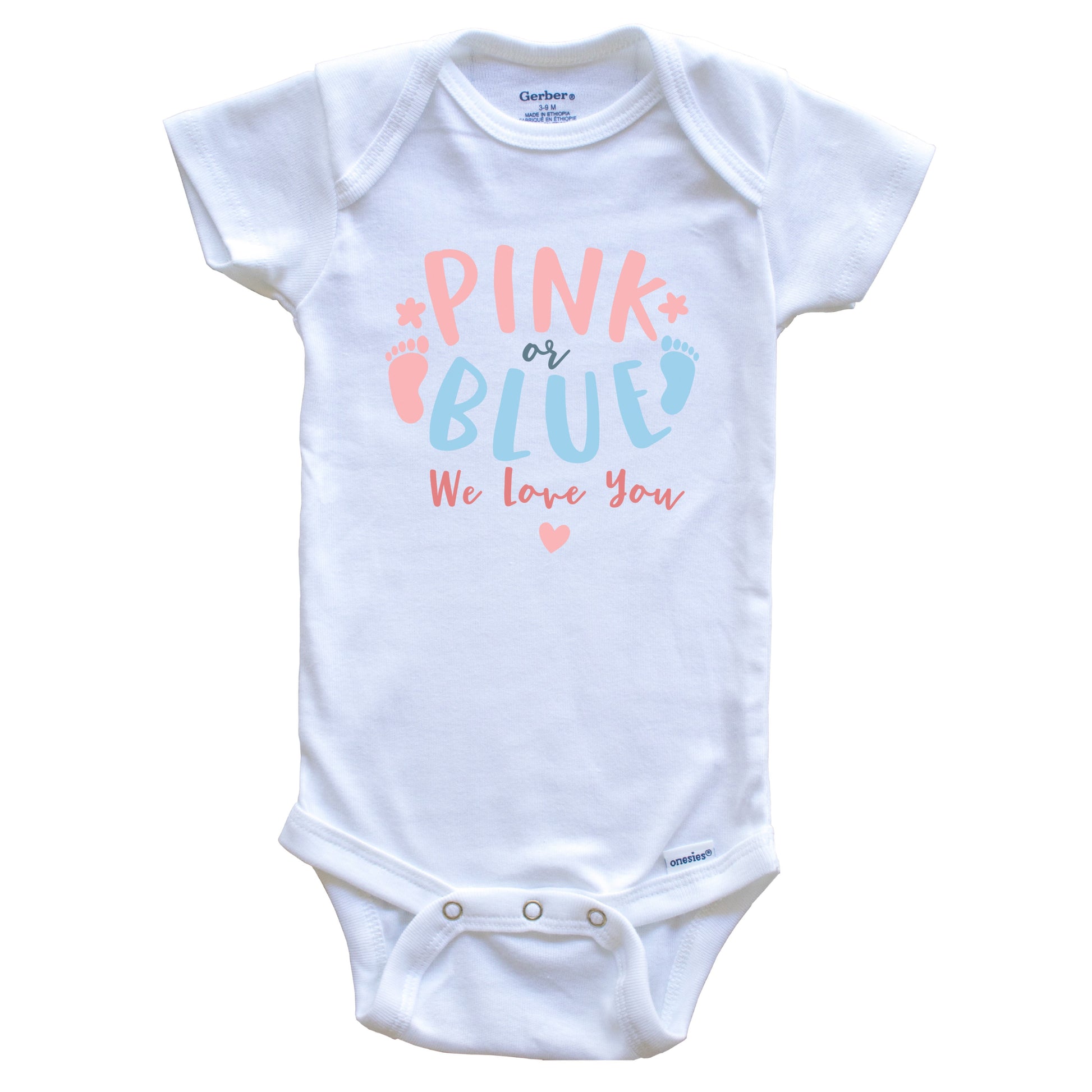 Pink Or Blue We Love You Gender Reveal Cute Baby Onesie Baby