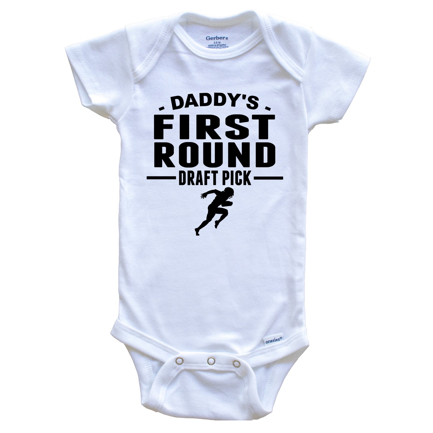 Football Onesie - Daddy's First Round Draft Pick Running Back First Child Baby Onesie