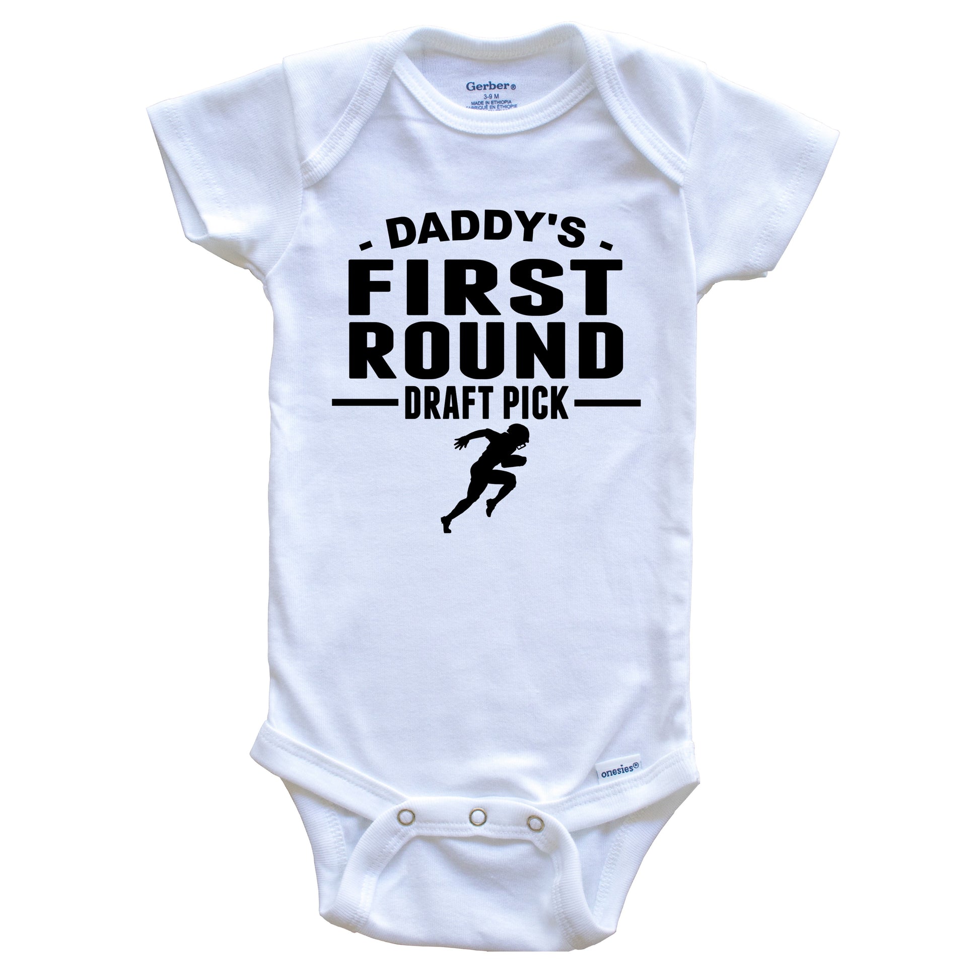 Football Onesie - Daddy's First Round Draft Pick Running Back First Child Baby Onesie