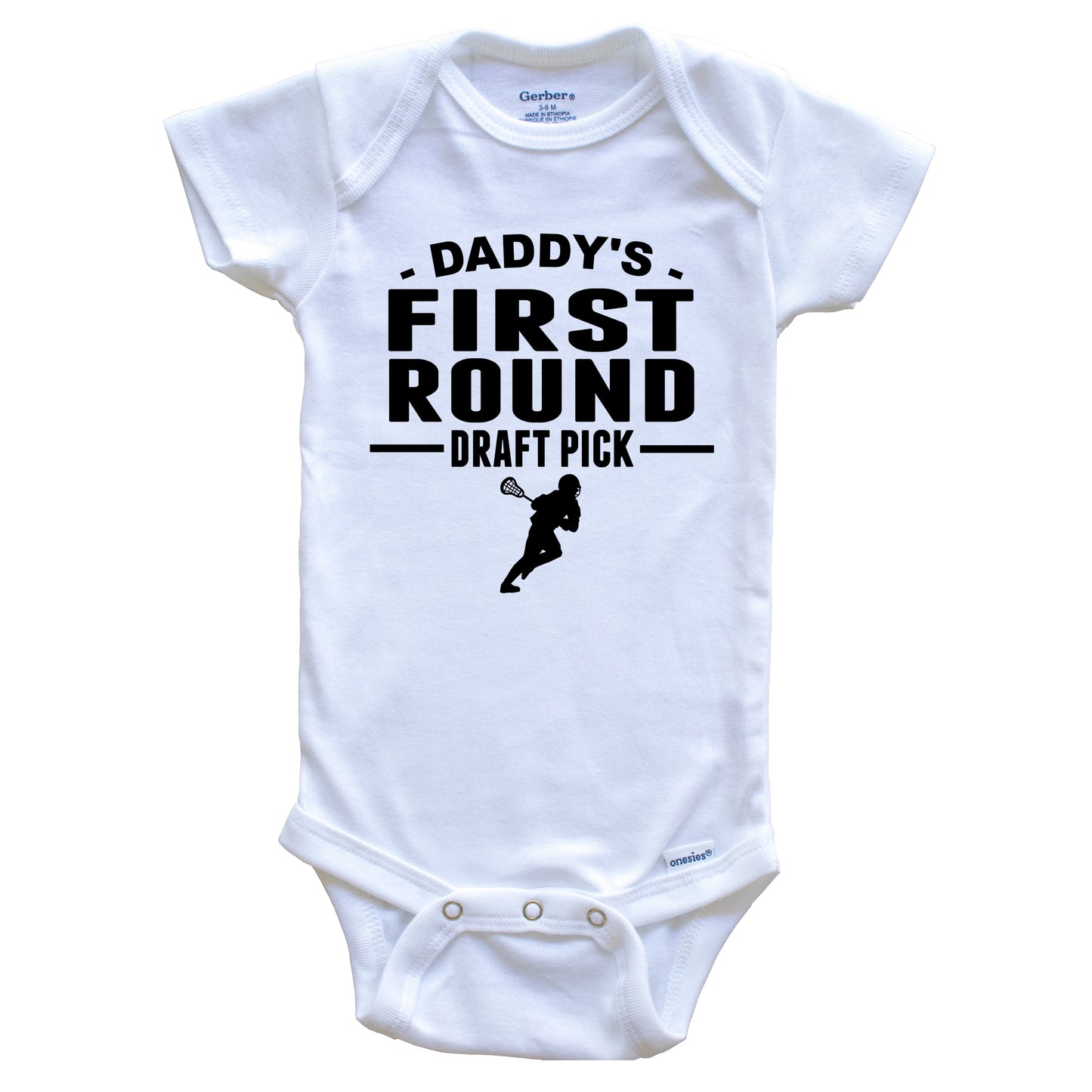 Lacrosse Onesie - Daddy's First Round Draft Pick Lacrosse Player First Child Baby Onesie