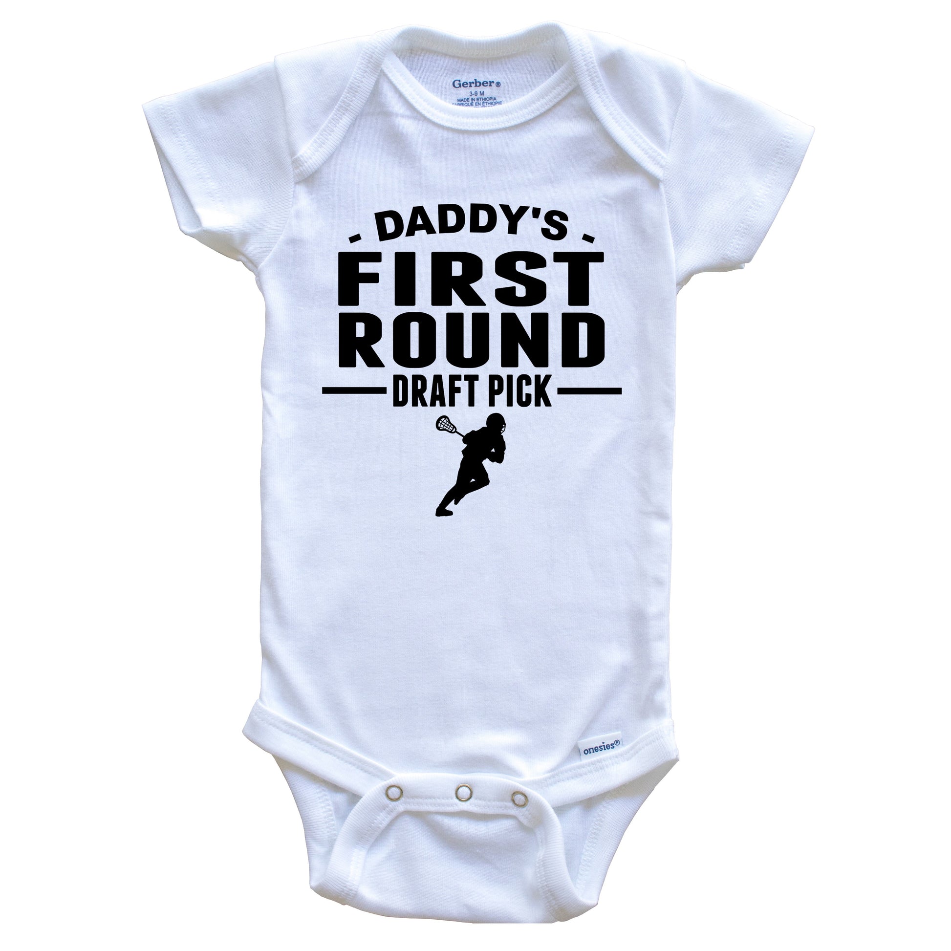Lacrosse Onesie - Daddy's First Round Draft Pick Lacrosse Player First Child Baby Onesie