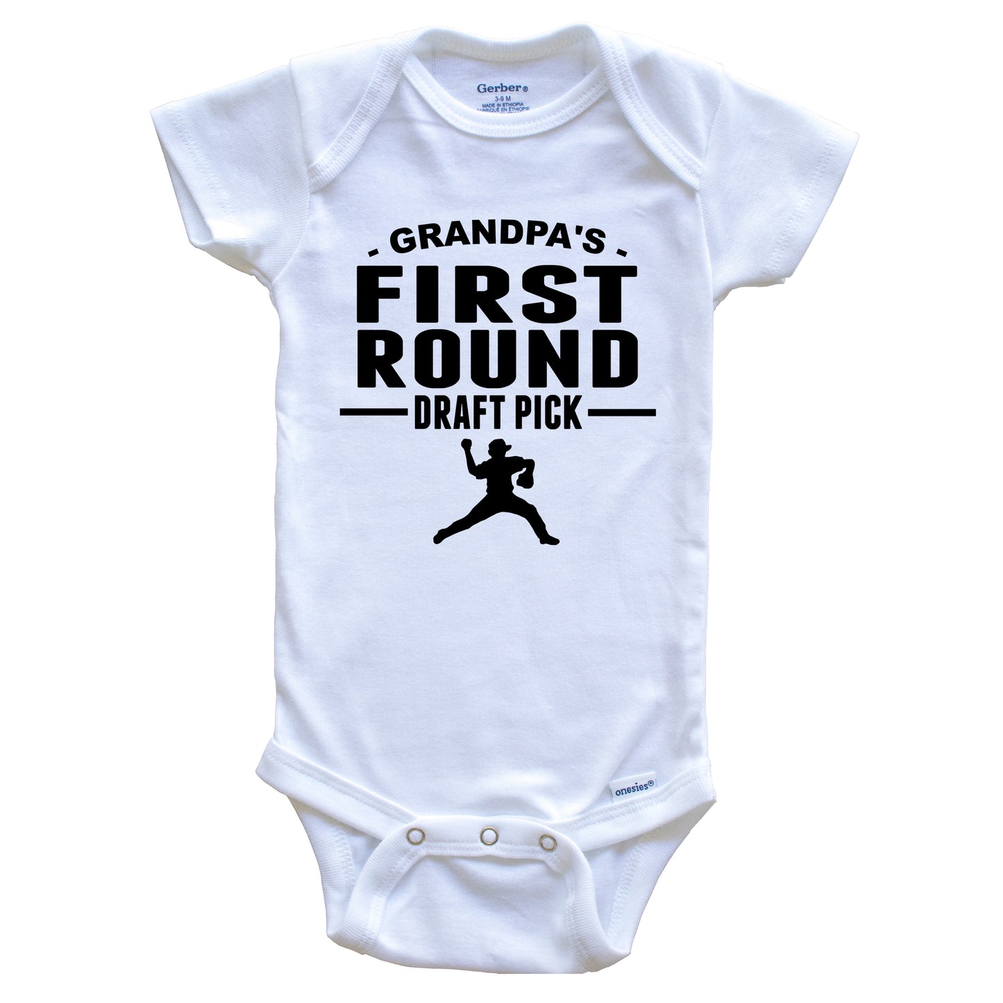 Baseball Onesie - Grandpa's First Round Draft Pick Pitcher First Grandchild Baby Onesie