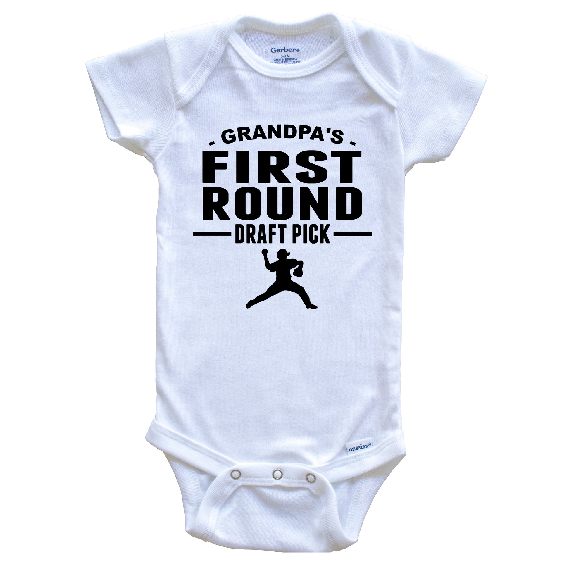 Baseball Onesie - Grandpa's First Round Draft Pick Pitcher First Grandchild Baby Onesie