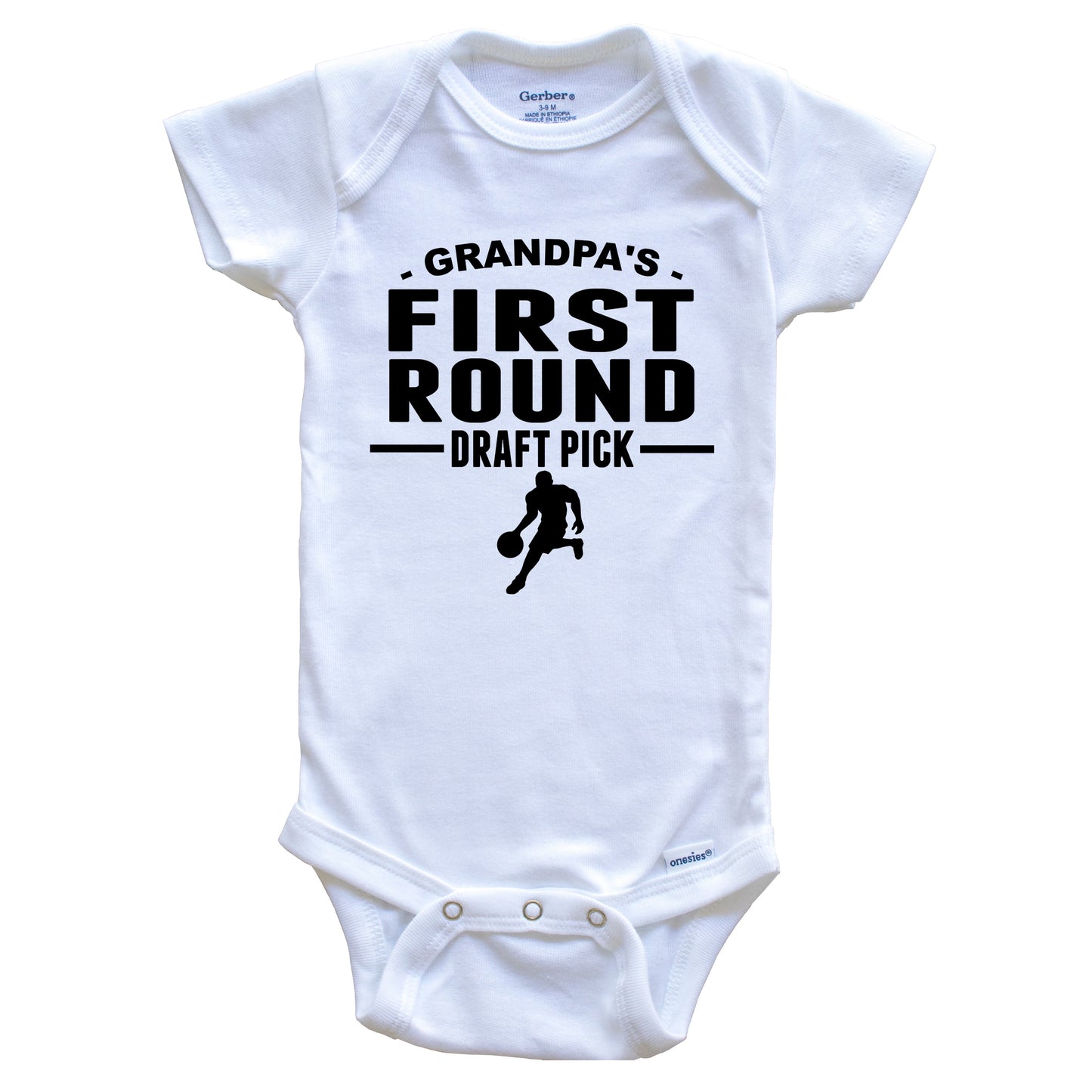 Basketball Onesie - Grandpa's First Round Draft Pick Basketball Player First Grandchild Baby Onesie