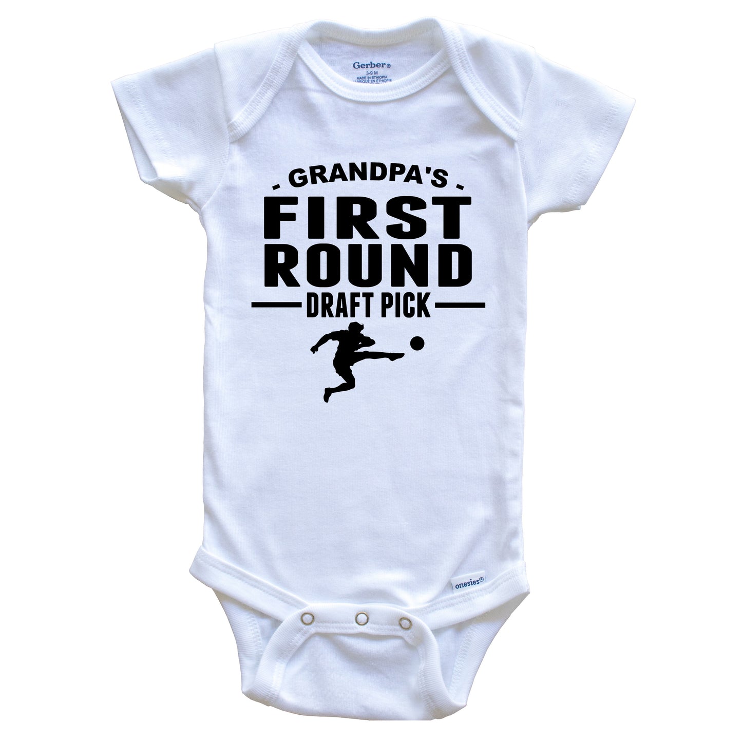 Soccer Onesie - Grandpa's First Round Draft Pick Soccer Player First Grandchild Baby Onesie