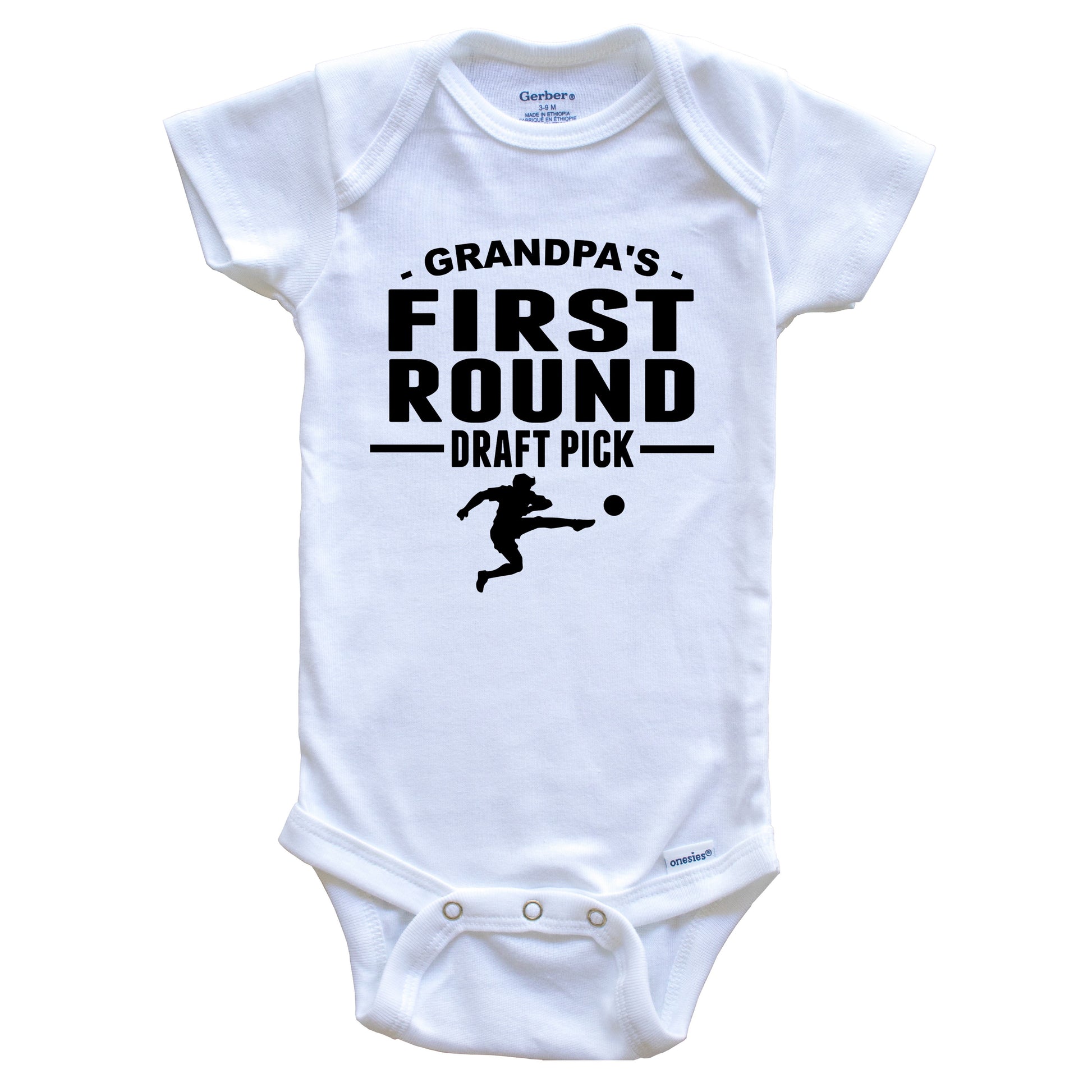 Soccer Onesie - Grandpa's First Round Draft Pick Soccer Player First Grandchild Baby Onesie