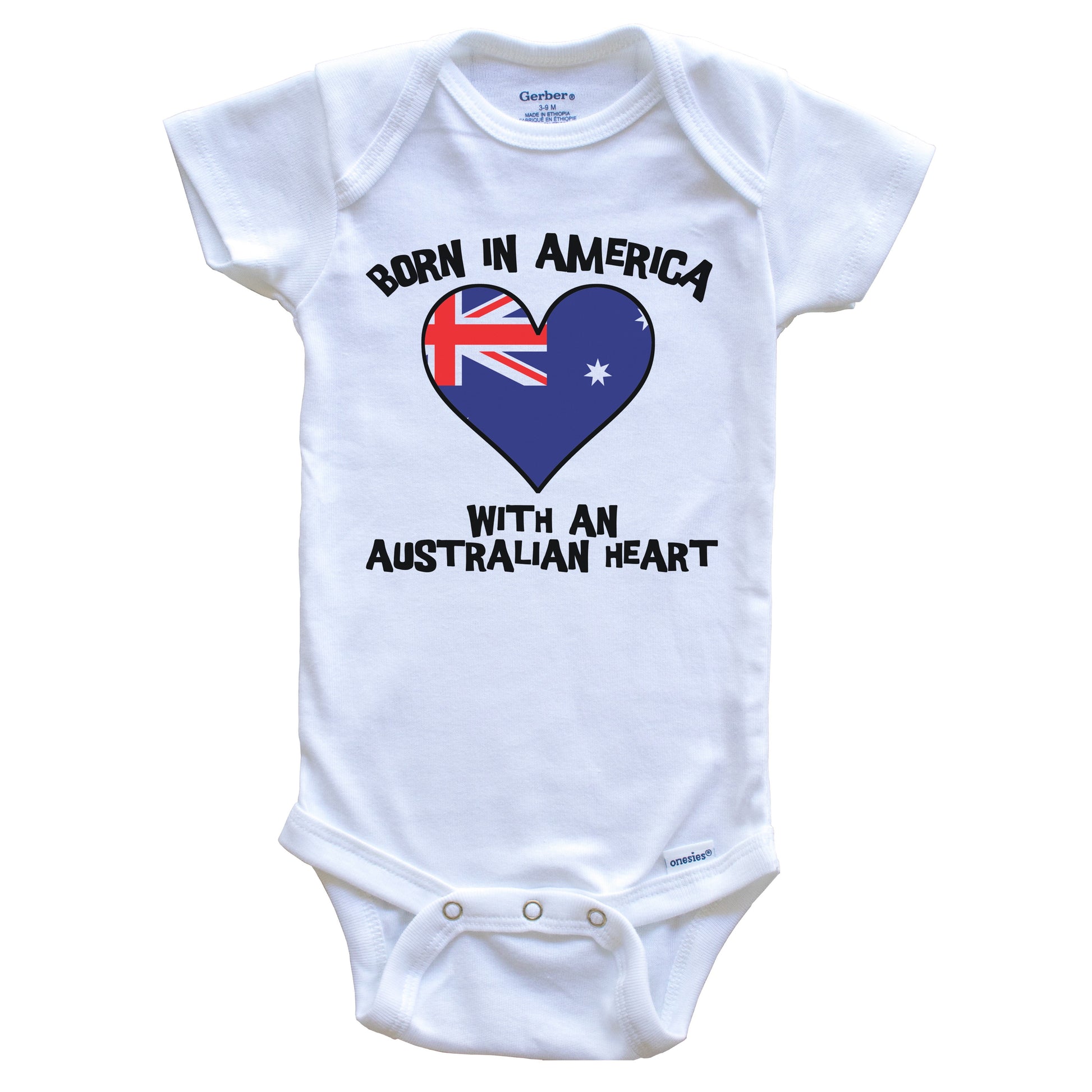 Born In America With An Australian Heart Baby Onesie Australia Flag Baby Bodysuit