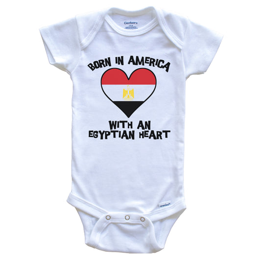 Born In America With An Egyptian Heart Baby Onesie Egypt Flag Baby Bodysuit